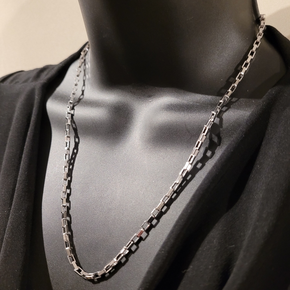 20" titanium necklace long box chain style with lobster claw closure